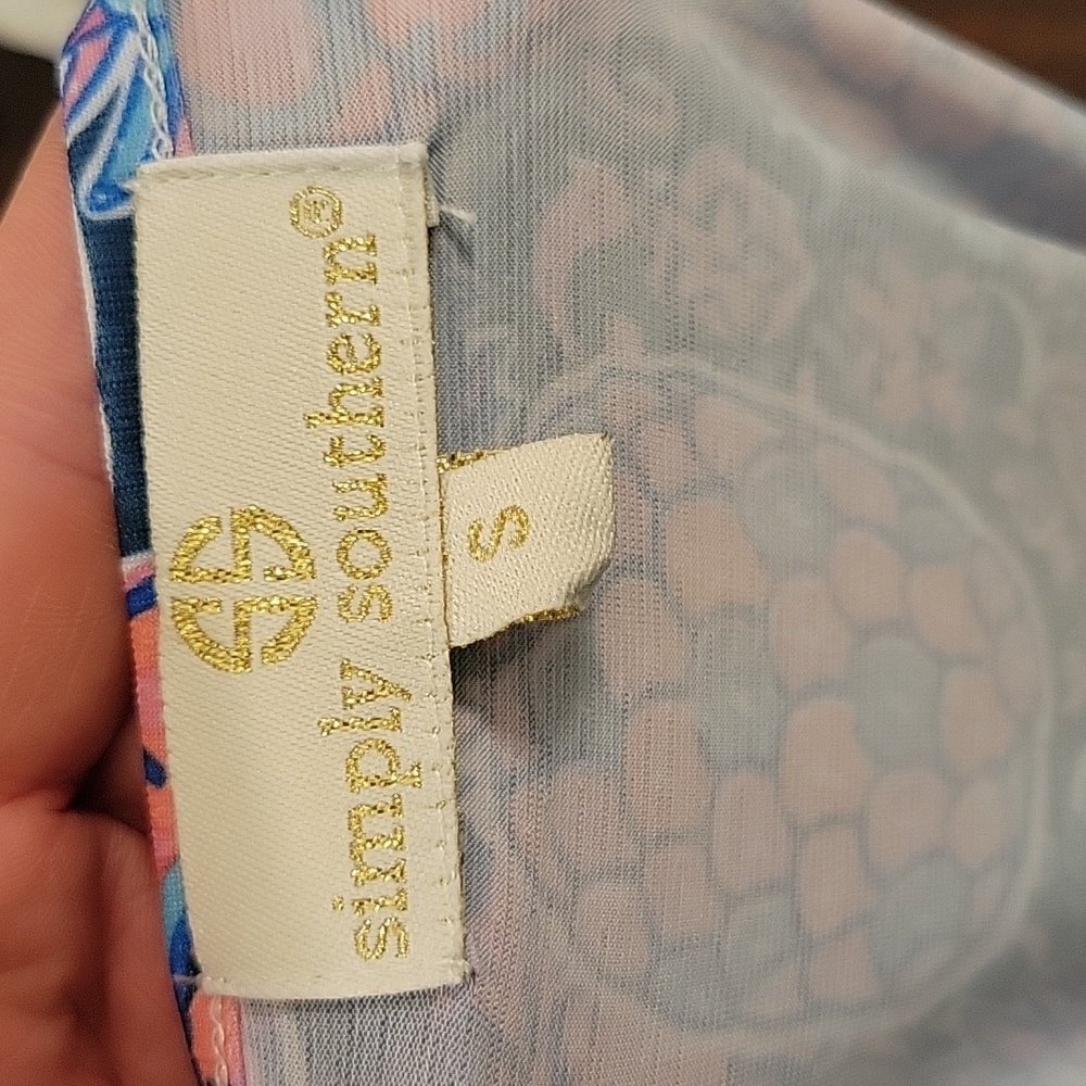 Simply Southern Pineapple Dress Pink And Blue Womens Small - Picture 5 of 5